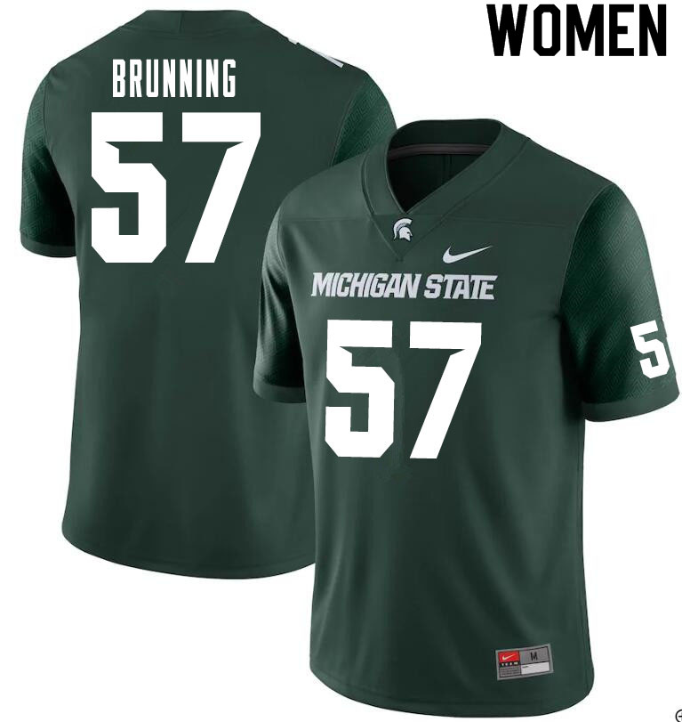Women #57 Evan Brunning Michigan State Spartans College Football Jerseys Sale-Green
